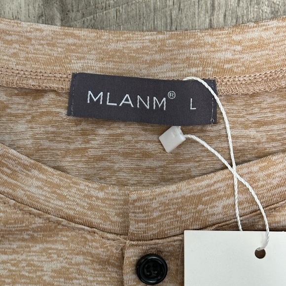 Men’s MYANM Vogue Brand Large Henley Long Sleeve T-Shirt Top Tee Gold Stretch - Picture 8 of 10